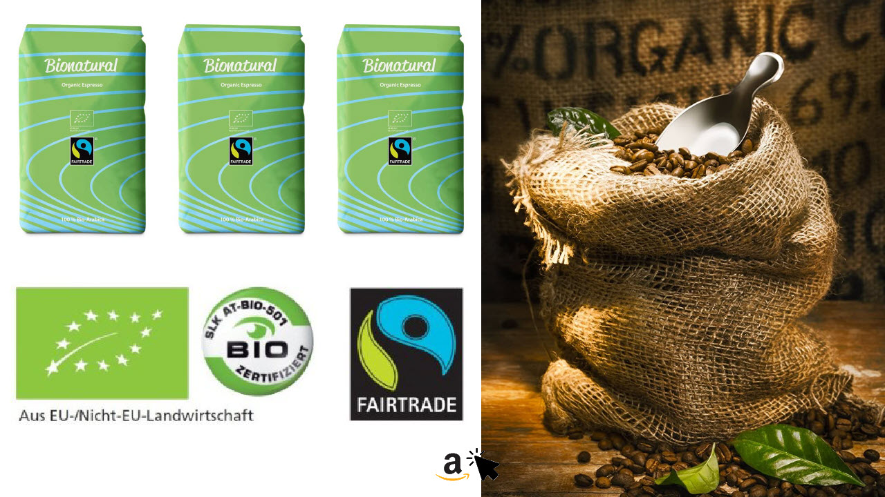 Bionatural Bio Fairtrade 100% Arabica Kaffee-Espresso ganze Bohne