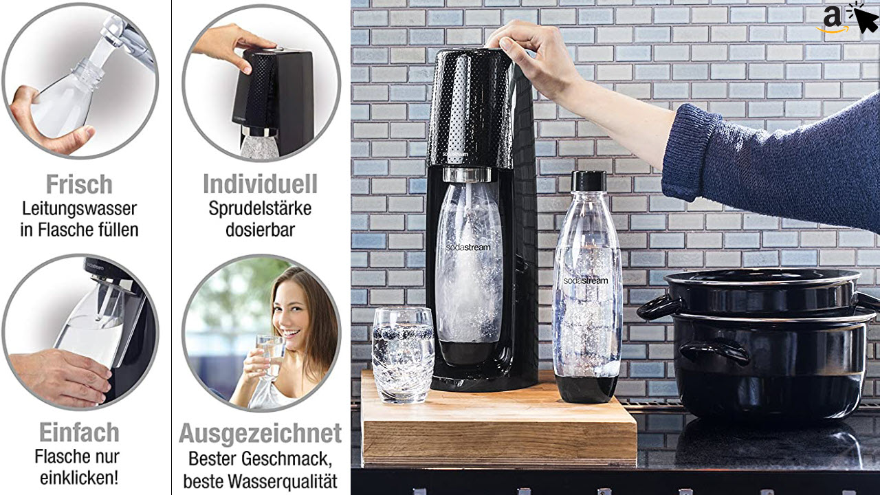 SodaStream Easy Wassersprudler mit CO2 Zylinder, 1 L PET-Flasche BPA frei